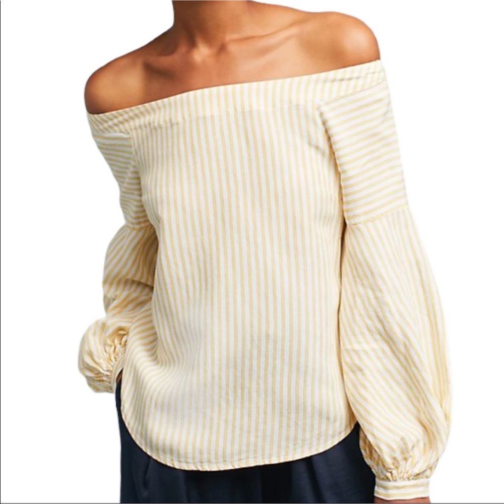 Off the shoulder stripe blouse.